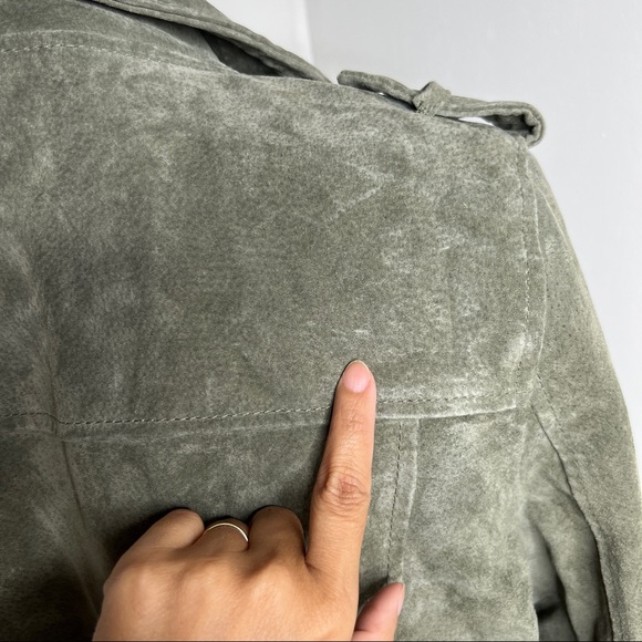 BLANK NYC Green Suede Leather Moto Jacket Size M - Picture 15 of 15